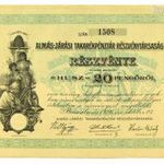 ALMÁS-JÁRÁSI TAKARÉKPÉNZTÁR RT. - SPARKASSE A.G. - Bácsalmás, részvény 20 P.-ről (Aktie über 20 P.), fotó