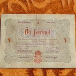 1848 -as Ropogós 5 Forint Kossuth Szabadságharcos bankó "piros változat" veszprémi kiadás ! (L2229) fotó