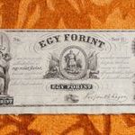 1852 -es Ropogós Emigrációs Kossuth ezüst 1 Forint Szabadságharcos bankó Ritka !! (L2243) fotó