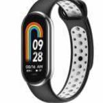 Xiaomi Mi Band 8 okoskarkötő dupla sport pótszíj Fekete-fehér fotó