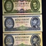 1969 10 FORINT ÉS 1975 + 1980 20 FORINT BANKJEGY EGYBEN fotó