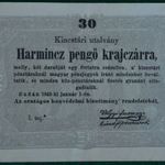 1849, 30 Pengő Krajcár bankjegy, nagyon szép, szinte hajtatlan, csak vékony törésnyom középen fotó