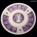 TARI JÓZSEF GRAFIKÁVAL LILA MOTÍVUMMAL ZSOLNAY RETRO PORCELÁN FALI DÍSZTÁL fotó