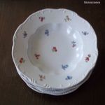 Régi Zsolnay porcelán mélytányér apró virágmintával /6 db egyben / fotó