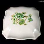 ZÖLD VIRÁG MINTÁS ZSOLNAY PORCELÁN BONBONIER fotó