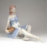 1D429 Galambot etető Drasche porcelán nő figura 18.5 CM fotó