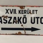 Régi zománcozott utcanévtábla tisztítva - Kaszakő utca - 60x25 cm fotó