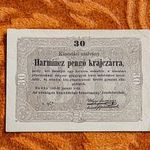 1849 -es 30 pengő krajczárra Kossuth Szabadságharcos bankó Kincstári utalvány RITKÁBB !!! (L2239) fotó