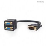 Gembird Passive DVI-I male to dual VGA female splitter cable 0, 3m Black A-DVI-2VGA-01 fotó