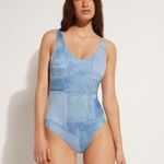 Calzedonia IM01777 Ibiza Egyrészes farmer hatású kék női fürdőruha S, M, L fotó