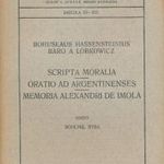 LOBKOWITZ von Hassenstein, Bohuslaw (1462-1510).: Scripta moralia : oratio ad Argentinenses fotó