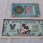 Disneyland Disney Mickey 1 One Dollar Bankjegy 1990 series + belépőjegy 1993 jan 11 fotó