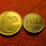 Peru réz 10 és 20 centavos 1961, 1960 kiválóak fotó