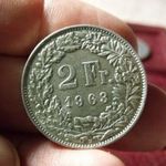 ezüst 2 franc Svájc 1963 - 10 gr 835/1000 Ag (tört ezüst ár !!!) fotó