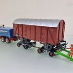 A163 H0 1: 87 Herpa Mercedes Benz NG spec. póttal+Märklin tehervagon szállítmány+Presier munkás fotó