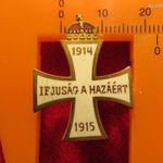 " IFJÚSÁG A HAZÁÉRT " TŰZZOMÁNC JELVÉNY 1914-1915 kiv-, enyhe zománchiba fotó