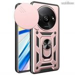 Xiaomi Redmi A3, Poco C61, OTT! CAMSHIELD ARMOR műanyag mobiltok, ujjgyűrű, Rose Gold fotó