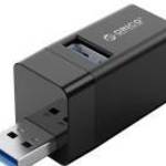 Orico USB3.0 Hub - MINI-U32-BK/8/ (3 port, Bemenet: USB-A, Kimenet: 1xUSB-A3.0+2xUSB-A2.0, fekete) fotó