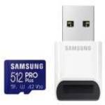 Samsung MicroSD kártya - 512GB MB-MD512KB/WW (PRO PLUS kártyaolvasóval, UHS-I, R160/W120, adapter, 5 fotó