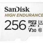 SanDisk MicroSD kártya - 256GB microSDXC High Endurance (100 MB/s, Class 10 U3, V30) + adapter - SAN fotó