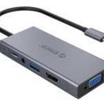 Orico Notebook Dokkoló - MC-U501P-GY/95/ (Bemenet: USB-C, Kimenet: USB-A/HDMI/VGA/Audio/PD, sötétszü fotó