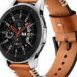 Valódi bőr okosóra szíj - 75mm + 125mm hosszú, 22mm széles, varrás mintás - BARNA - HUAWEI Watch GT fotó