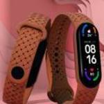 Xiaomi Mi Band 5/6/7 okoskarkötő braid szilikon pótszíj Barna fotó