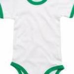 Bébi rövid ujjú kezeslábas BabyBugz Baby Ringer Bodysuit 3-6, Fehér/Kelly zöld Organic fotó