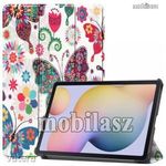 SAMSUNG Galaxy Tab S7 (SM-T870/T875/T876B), Tablet tok, Trifold flip, VIRÁG / LEKPE MINTÁS fotó