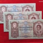 3db SORSZÁMKÖVETŐ 50 PENGŐ 1932 UNC fotó