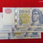 3db SORSZÁMKÖVETŐ 1000 FORINT 2009 DA UNC fotó