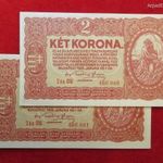 2 db SORSZÁMKÖVETŐ 2 KORONA 1920 AA kiv+ fotó