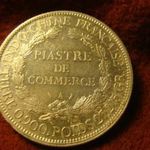 Francia-Indokína hatalmas ezüst 1 piaster 1886 27, 2 gramm 0.900 39 mm fotó