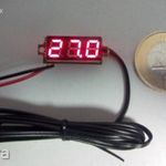 Ultra mini digitális LED hőmérő -50...+110 C piros 1m-es érzékelő vezetékkel fotó