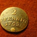 Saxe-Weimar-Eisenach Hercegség réz 2 pfennig 1792 fotó