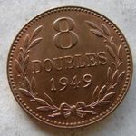 GUERNSEY 8 DOUBLES, 1949. 1 DB. EXTRA SZÉP, KÖZEL VERDEFÉNYES fotó