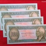 4db SORSZÁMKÖVETŐ 1000 FORINT 1996 E kiv+, egyetlen hajtás középen fotó