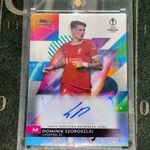 2023-24 Topps Finest Szoboszlai Dominik refractor aláírt dedikált Liverpool foci focis kártya új fotó