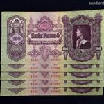 1930 MÁTYÁS KIRÁLY 100 PENGŐ ! 5 DB SORSZÁMKÖVETŐ ROPOGÓS BANKJEGY ! fotó