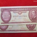 2db SORSZÁMKÖVETŐ 100 FORINT 1980 kiv fotó