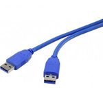 USB 3.0 csatlakozókábel, 1x USB 3.0 dugó A - 1x USB 3.0 dugó A, 2 m, kék, aranyozott, renkforce fotó