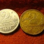 Brazília alu-bronz 2 cruzerios 1951+alu 2 cr. 1957 a 2 db egyben fotó