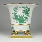 1Q666 Régi oroszlánlábas zöld indiai kosár mintás Herendi porcelán kaspó fotó