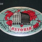 Reklám bőrönd címke, Budapest Astoria hotel szálló, 60f 1950-70 fotó