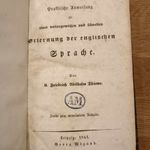 Angol nyelvkönyv, 1841-ből, gótbetűs könyv, kemény papír kötésben, bőr gerinccel, korabeli tankönyv fotó