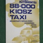 Kártyanaptár, Kiosz Taxi, Miskolc, 1988, .Y. fotó