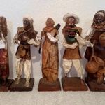 5 db régi retró vintage mexikói kézzel készített NAGY papírmasé szobor baba kézműves népi figura fotó