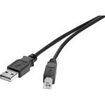 USB 2.0 csatlakozókábel, 1x USB 2.0 dugó A - 1x USB 2.0 dugó B, 0, 3 m, fekete, aranyozott, renkforce fotó