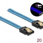 DeLock SATA 6 Gb/s Cable UV glow effect 20cm Blue 82121 Kiegészítő, Kellék Kábel fotó