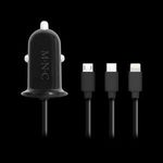 M.N.C 54920BK 1x USB Type-A Autós töltő + Lightning/USB Type-C/microUSB kábel - Fekete (3.1A) (54... fotó